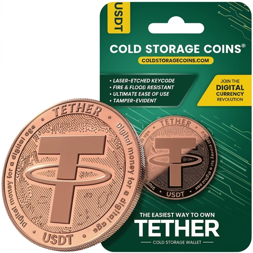TETHER USDT COLD STORAGE WALLET (BILLETERA ALMACENAMIENTO EN FRIO) MONEDA COBRE PURO