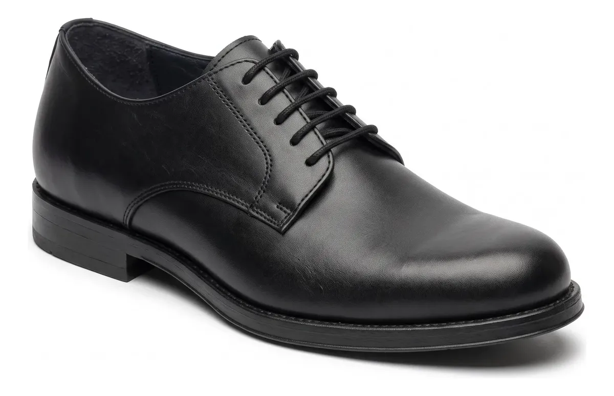 Zapato Acordonado Clásico de Cuero Negro